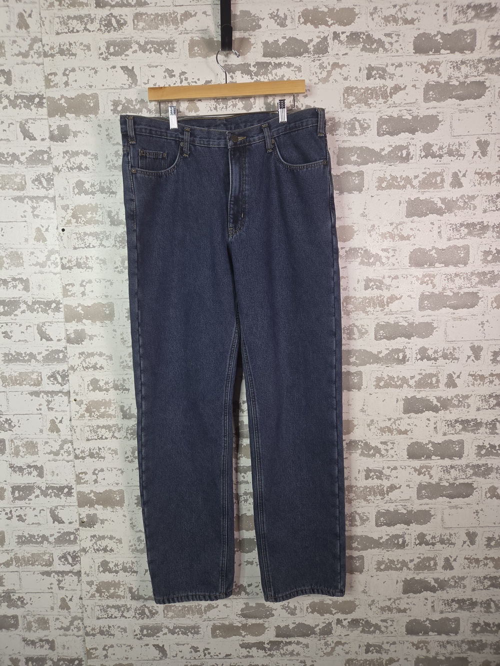 Vintage Style Men's Blue Jeans Straight Regular Fit Dark Wash Denim Size 36